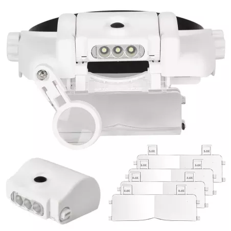 Lupa nagłowna czołowa okulary 3 led soczewki 13x-5907451344347