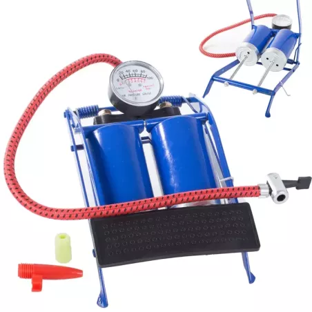 Pompka nożna samochodowa dwa tłoki rower końcówki-5907451310731