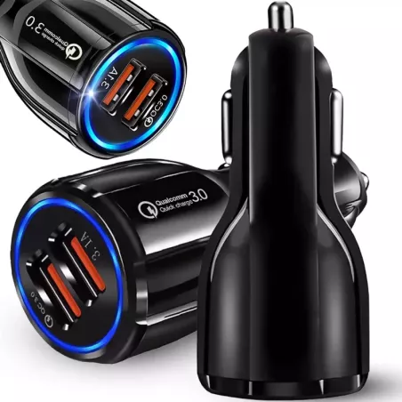 Ładowarka samochodowa do gniazd zapalniczki 2xusb QuickCharge 3.0 szybka-5907451353615