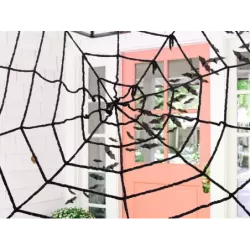 Sztuczna duża pajęczyna czarna halloween dekoracja - 14