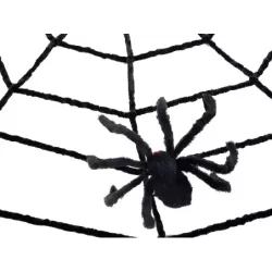 Sztuczna duża pajęczyna czarna halloween dekoracja - 15
