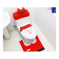 Świąteczny zestaw łazienkowy mikołaj dywanik pokrowiec wc na deskę - 11