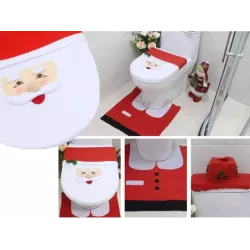 Świąteczny zestaw łazienkowy mikołaj dywanik pokrowiec wc na deskę - 15