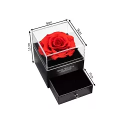 Wieczna róża w pudełku prezent szkatułka szufladka na naszyjnik biżuterię - 4