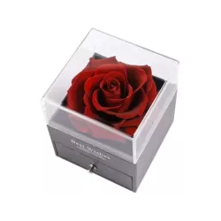 Wieczna róża w pudełku prezent szkatułka szufladka na naszyjnik biżuterię - 6