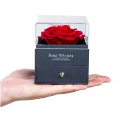 Wieczna róża w pudełku prezent szkatułka szufladka na naszyjnik biżuterię - 7
