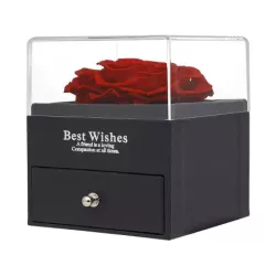 Wieczna róża w pudełku prezent szkatułka szufladka na naszyjnik biżuterię - 9