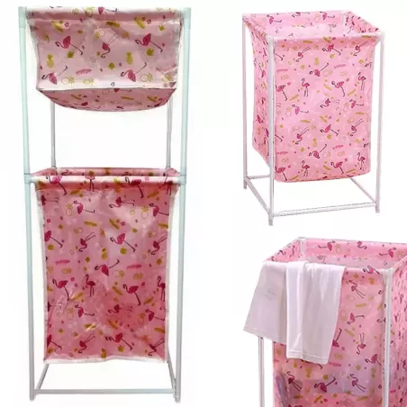 Kosz na pranie podwójny półka na odzież bieliznę-5907451336397