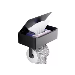 Uchwyt na papier toaletowy z pojemnikiem na chusteczki półką czarny loft wc - 3