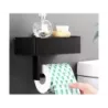 Uchwyt na papier toaletowy z pojemnikiem na chusteczki półką czarny loft wc-5907451353127