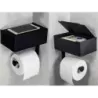 Uchwyt na papier toaletowy z pojemnikiem na chusteczki półką czarny loft wc-5907451353127