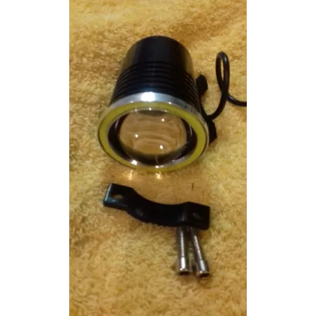 Halogen motocyklowy U4 LED+RING+włącznik czarny-