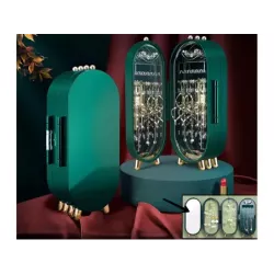 Organizer na biżuterię składany szkatułka ekspozytor lustro stojak zielony - 5