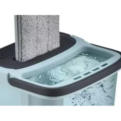 Mop płaski z wyciskaczem wiadrem dwukomorowy do mycia podłogi 3x nakładki - 7