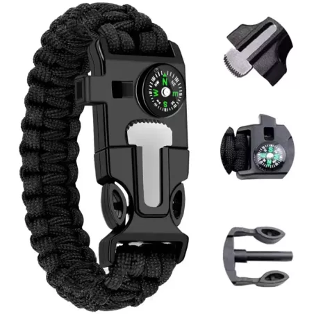Bransoletka survival opaska 5w1 kompas krzesiwo linka nóż linka paracord-5907451356067