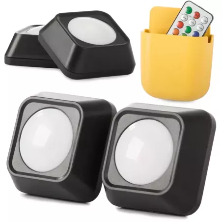 Lampka bezprzewodowa lampa nocna lampki RGB LED pilot na baterie 2 sztuki - 1
