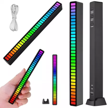 Ledy USB reakcja na dźwięk multikolor neon listwa RGB LED mruga akumulator-5907451357873