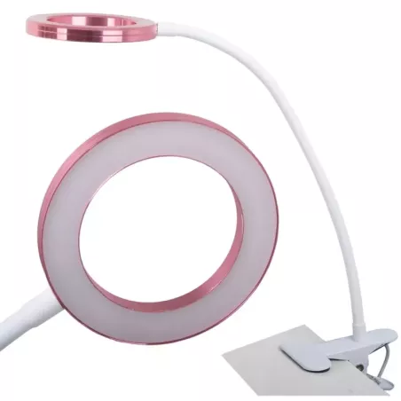 Lampka 24 LED biurkowa z klipsem na biurko klips - różowa-5907451319512