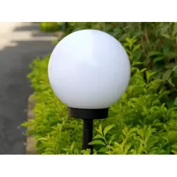 4x lampa solarna ogrodowa kula biała wbijana 10 cm - 7