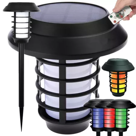 Lampa ogród solarna kolorowa pochodnia latarnia RGB z pilotem-5907451345894
