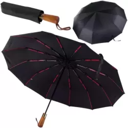 Parasol parasolka składana automat czarny unisex elegancki duży porządny - 1