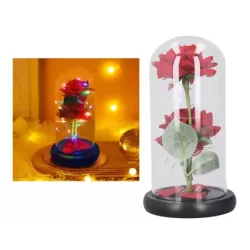 Wieczna róża w szkle świecąca LED RGB prezent na okazję dla kobiet czerwona-5907451356852