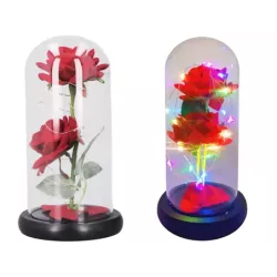 Wieczna róża w szkle świecąca LED RGB prezent na okazję dla kobiet czerwona-5907451356852