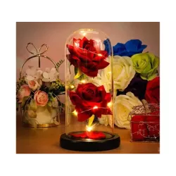 Wieczna róża w szkle świecąca LED RGB prezent na okazję dla kobiet czerwona-5907451356852