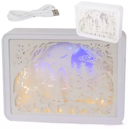 Lampka nocna papierowa wycinanki światło 3d USB-5907451335819