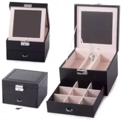 Szkatułka na biżuterię organizer pudełko kuferek - 1