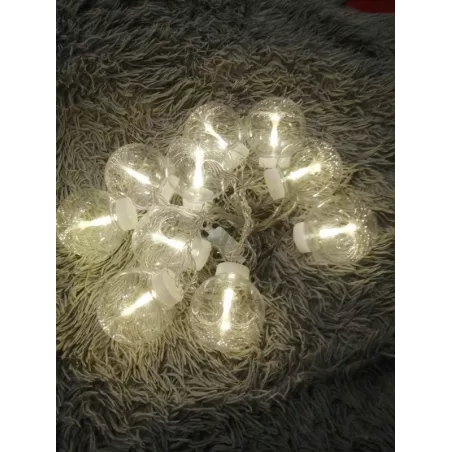 Lampki choinkowe 3m 10kulek po 5cm led światłowodowe białe ciepłe-
