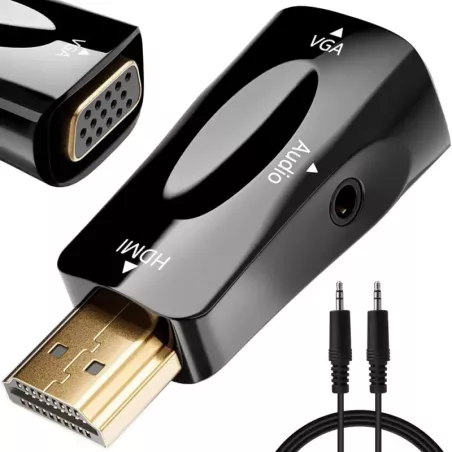 Konwerter adapter z hdmi na vga d-sub audio dźwięk mini jack-5907451351956