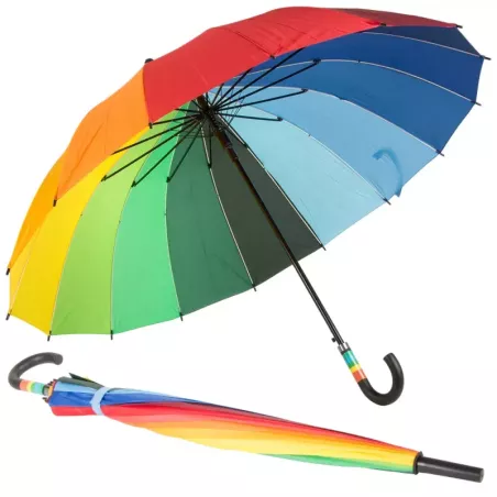 Duży parasol parasolka tęczowa wytrzymała automat-5907451329498