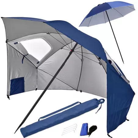 Duży parasol plażowy ogrodowy parawan składany 2w1-5907451343111