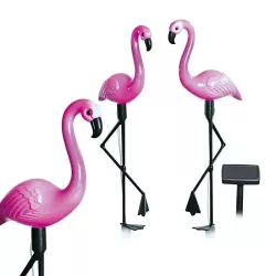 Flamingi solarne ogrodowe zestaw 3 flamingów podświetlanych po zmroku
