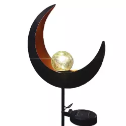 Księżyc solarny ogrodowy 18/80cm lampa z kulką ze spękanego szkła