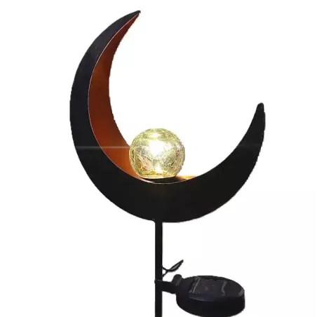 Księżyc solarny ogrodowy 18/80cm lampa z kulką ze spękanego szkła-