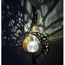 2xPłomień solarny ogrodowy 18/70cm lampa z kulką ze spękanego szkła