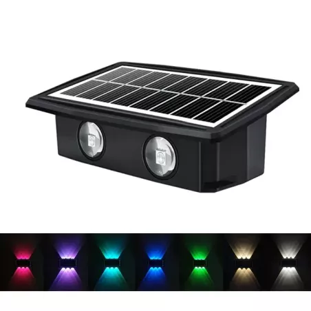 Lampka solarna na ścianę kolorowo święcący kinkiet RGB zmienia kolory-5907451353967