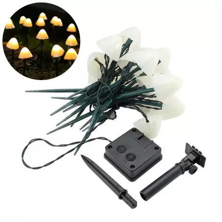 Grzybki solarne ogrodowe girlanda 20 duszków do powieszenia lub wbicia-6915100041126