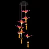 Motylki solarne z mosiężnymi dzwonkami różowe lampki ogrodowe LED RGB