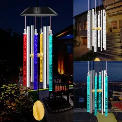 Sople solarne z rurowymi dzwonkami barwne lampki ogrodowe LED RGB