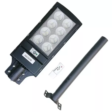 Latarnia lampa solarna 312 LED 800W czujnik ruchu, pilot i mocowanie-