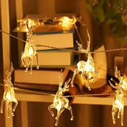 Lampki girlanda boże narodzenie renifery 10 szt led z brokatem na choinkę