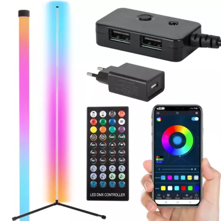 Lampa stojąca podłogowa narożnikowa rgb led nocna do sypialni aplikacja 1,5-5907451362228