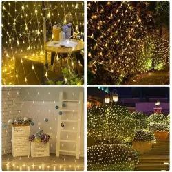 Siatka świetlna kurtyna 100 led lampki święta zewnętrzne biała ciepła 1x2m