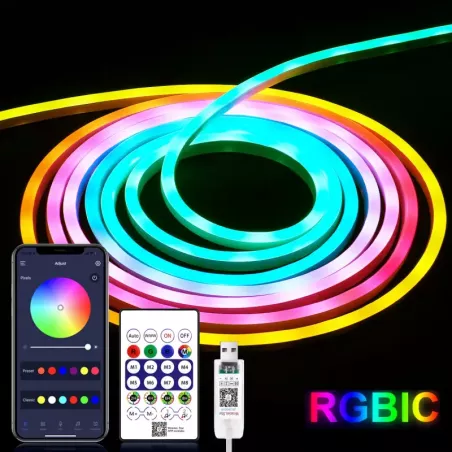 Neonowa taśma 5/10mb RGB-IC 5V USB serowarnie z aplikacji lub pilota-
