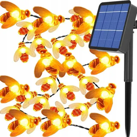 Pszczółki solarne ogrodowe sznur 6 mb girlanda 30 świecących owadów-5904347193218