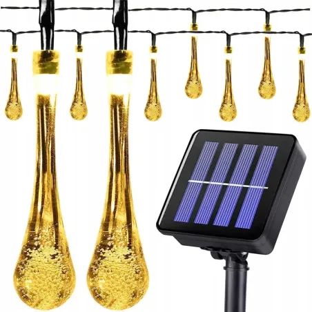 Łezki solarne ogrodowe sznur 5.4 mb girlanda 30 świecących sopli kropli-5907457737112