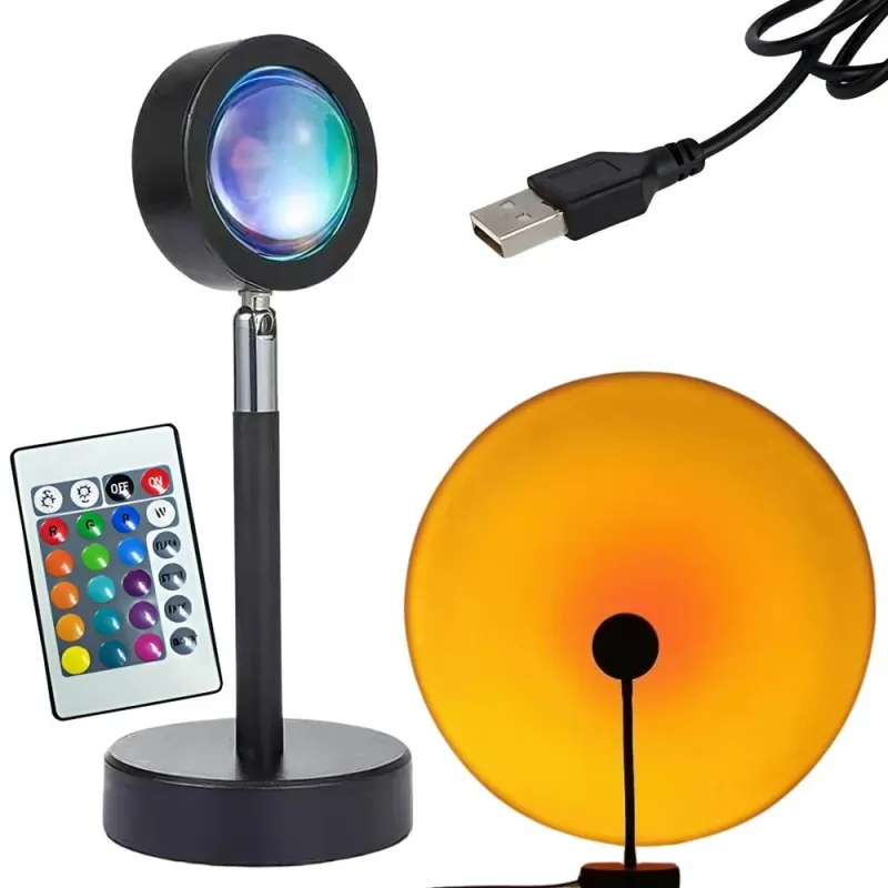 Projektor lampka zachód wschód imitacja słońca led rgb usb + pilot-5907451371077